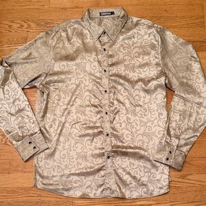 ZEROYAA XL Men's Gold Patterned Shirt Worn Once Excellent Condition